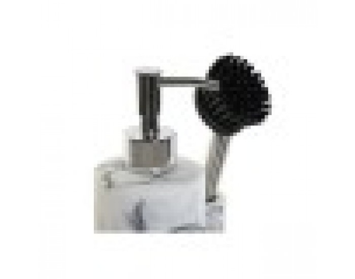 Дозатор за Сапун DKD Home Decor, Неръждаема стомана, Бял, Смола, 12,6 x 11,4 x 18,6 cm