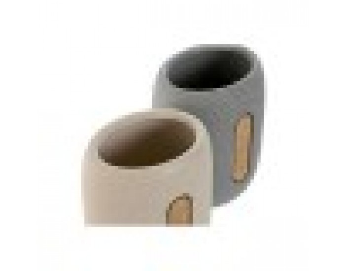 Поставка за четка за зъби Home ESPRIT Сив Сметана Dolomite 8,5 x 7 x 11 cm (2 броя)