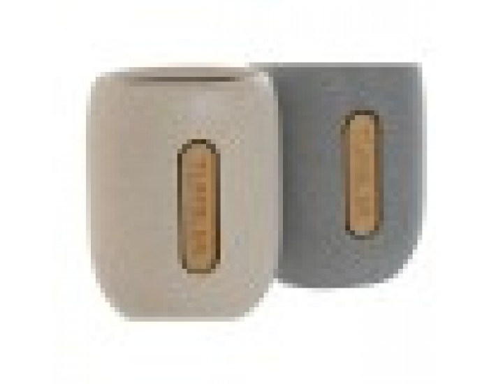 Поставка за четка за зъби Home ESPRIT Сив Сметана Dolomite 8,5 x 7 x 11 cm (2 броя)