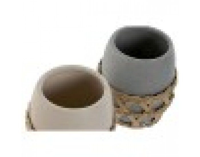 Поставка за четка за зъби Home ESPRIT Сив Сметана Dolomite 9 x 9 x 10,5 cm (2 броя)