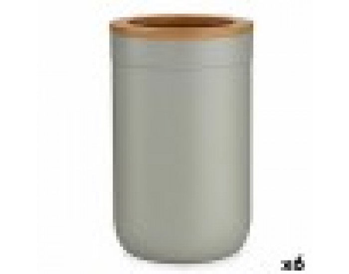 Поставка за четка за зъби Кафяв Сив Бамбук полипропилен 7,7 x 11,5 x 7,7 cm (6 броя)