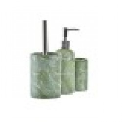 Комплект за Баня DKD Home Decor, Зелен, PP, Dolomite, Лист на растение, 9,5 x 9,5 x 37 cm, 3 броя - Продукти за баня и WC