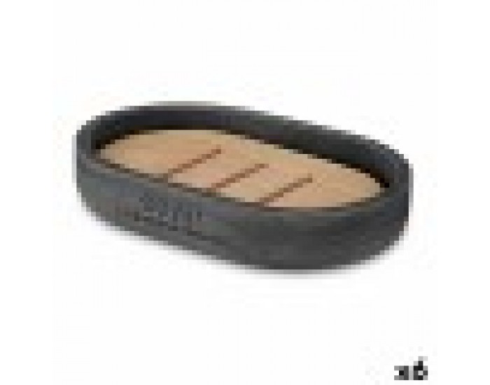 Cапунерка Черен Смола Бамбук 12,5 x 2,5 x 8,5 cm (6 броя)