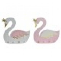 Стенна козирка DKD Home Decor Дървен Бял Светло розово Лебед (40 x 4 x 38.5 cm) (2 pcs) - Закачалки