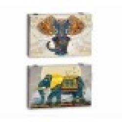 Покривки DKD Home Decor Слон Счетоводител 46,5 x 6 x 31,5 cm цвят тюркоаз 2 броя Дървен MDF - Шкафове, Витрини, Модулни секции