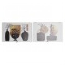 Покривки DKD Home Decor Ваза 46,5 x 6 x 31,5 cm 2 броя Дървен MDF - Шкафове, Витрини, Модулни секции