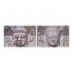 Покривки DKD Home Decor Счетоводител Буда Сив Дървен MDF (2 pcs) (46.5 x 6 x 31 cm) - Шкафове, Витрини, Модулни секции