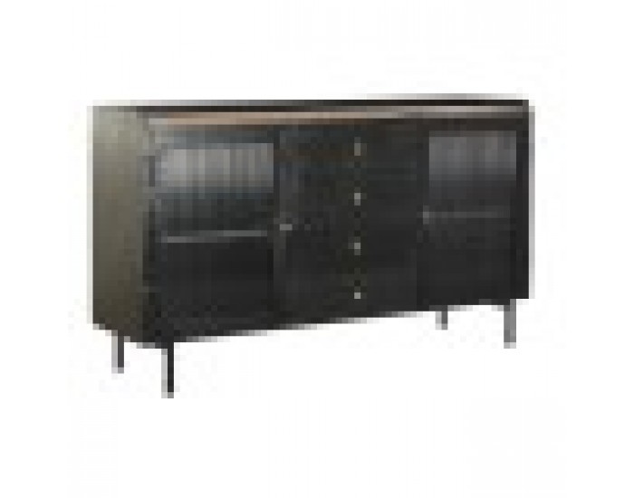 Бюфет DKD Home Decor Естествен Черен Златен Метал Дърво манго