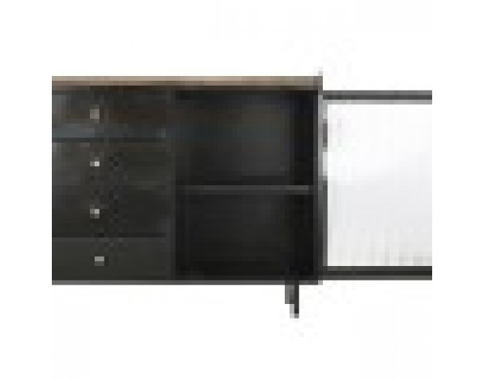 Бюфет DKD Home Decor Естествен Черен Златен Метал Дърво манго