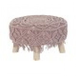 Помощна мебел DKD Home Decor Естествен Дървен Кафяв Памук Светло розово (53 x 53 x 31 cm) (50 x 50 x 30 cm) - Табуретки