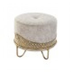 Помощна мебел DKD Home Decor Пяна Бежов Златен 10 % полиестер Етнически Метал 40% (51 x 51 x 44,5 cm) - Табуретки
