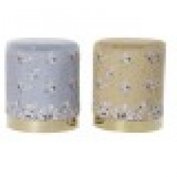 Cтепенки DKD Home Decor Сив Златен Метал полиестер Lind Ориенталски Горчица (32 x 32 x 38 cm) (2 броя) - Мека мебел