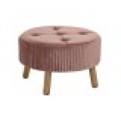 Помощна мебел DKD Home Decor Естествен Дървен Кадифе Светло розово (61 x 61 x 38 cm) - Табуретки