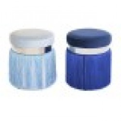 Cтепенки DKD Home Decor Сребрист Метал Небесно синьо Морско син Ресни 35 x 35 x 41 cm (2 броя) - Мека мебел