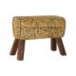 Помощна мебел DKD Home Decor Черен Дървен Кафяв Кожа Леопард (67 x 30 x 51 cm) - Табуретки
