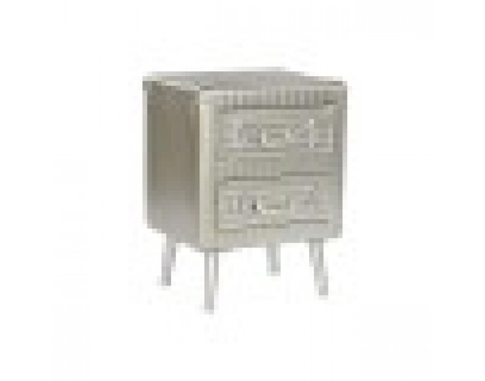 Нощно шкафче Home ESPRIT Сребрист Метал Дървен MDF 46 x 39 x 63 cm Нощно шкафче Home ESPRIT Сребрист Метал Дървен MDF 46 x 39 x 63 cm