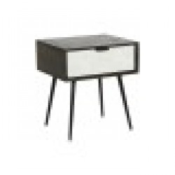 Нощно шкафче DKD Home Decor 45 x 38 x 50 cm Черен Метал Бял Дърво манго Wengue - Нощни шкафчета