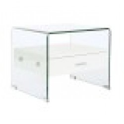 Нощно шкафче DKD Home Decor Бял Прозрачен Кристал Дървен MDF 50 x 40 x 45,5 cm - Нощни шкафчета