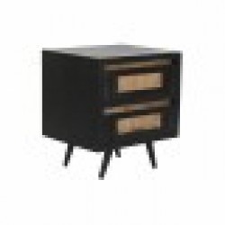 Нощно шкафче DKD Home Decor Дърво манго Черен Естествен 50 x 40 x 55 cm - Нощни шкафчета