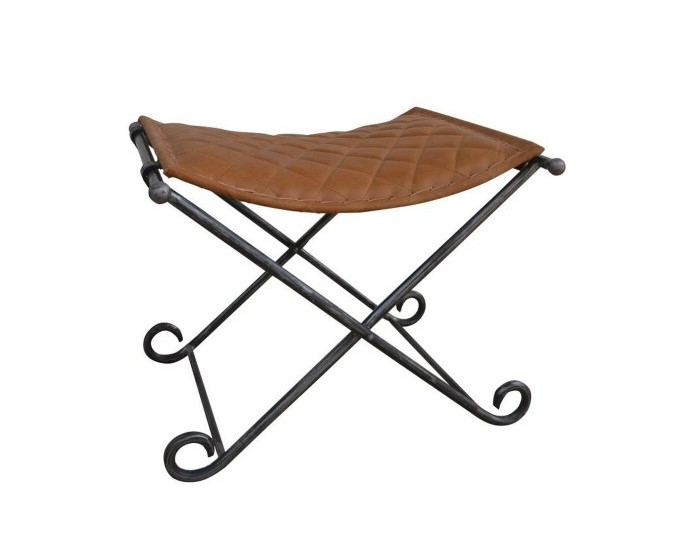 Foot-of-bed Bench DKD Home Decor Черен Метал Кафяв Кожа Алуминий (53 x 45 x 44 cm)