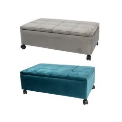 Табуретка DKD Home Decor Сив цвят тюркоаз полиестер Топола (2 pcs) (70 x 39.5 x 24.5 cm) - Табуретки