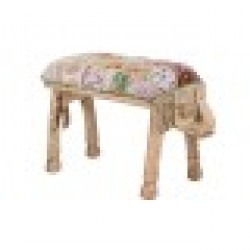 Табуретка DKD Home Decor Слон полиестер Многоцветен Дърво манго (65 x 31,7 x 38 cm) - Табуретки