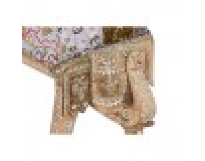 Табуретка DKD Home Decor Слон полиестер Многоцветен Дърво манго (65 x 31,7 x 38 cm)