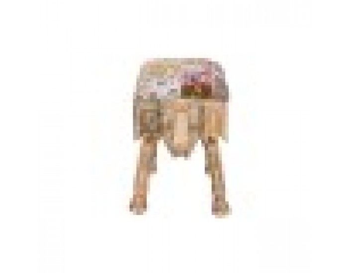 Табуретка DKD Home Decor Слон полиестер Многоцветен Дърво манго (65 x 31,7 x 38 cm)