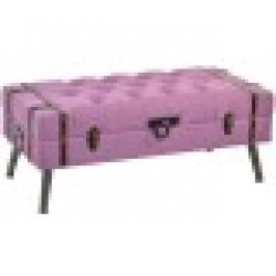 Табуретка DKD Home Decor, полиестер, Метал, Дървен, MDF, Люляк, 102 x 42 x 40.5 cm - Табуретки