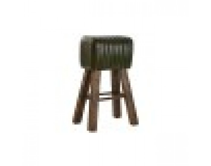 Табуретка DKD Home Decor Дървен Кафяв Кожа Зелен (41 x 30 x 79 cm)