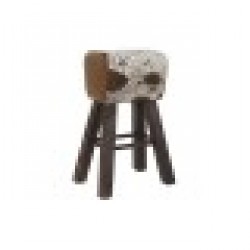 Бар Стол DKD Home Decor, Черен, Дървен, Кафяв, Кожа, Бял, 50 x 35 x 75 cm - Табуретки