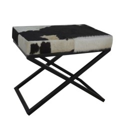 Foot-of-bed Bench DKD Home Decor Бял Черен Крава Метал 60 x 40 x 50 cm - Мека мебел