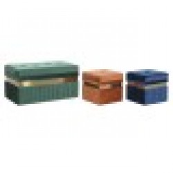Табуретка DKD Home Decor Син Зелен Оранжев Златен Дървен MDF 93 x 47 x 45 cm (3 броя) - Табуретки