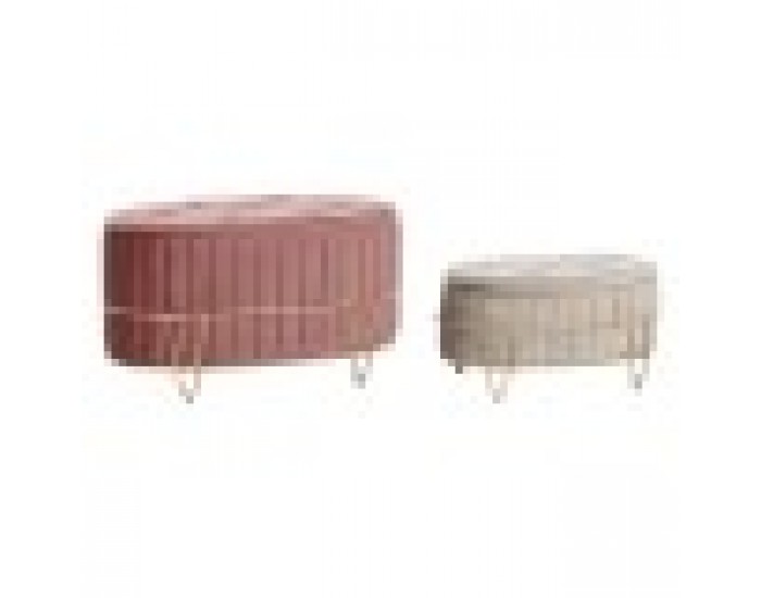 Табуретка DKD Home Decor 80 x 42 x 45 cm Сив Златен Метал Бургундия Табуретка DKD Home Decor 80 x 42 x 45 cm Сив Златен Метал Бургундия