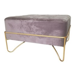 Табуретка DKD Home Decor Розов полиестер Пяна Метал Златен Дървен MDF (80 x 80 x 47 cm) - Табуретки