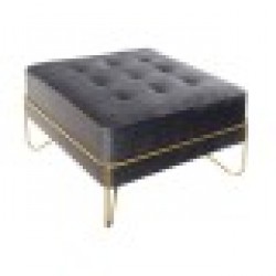 Табуретка DKD Home Decor Сив полиестер Пяна Метал Златен Дървен MDF (80 x 80 x 47 cm) - Табуретки