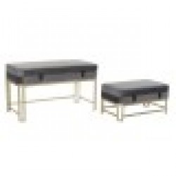 Табуретка DKD Home Decor Сив Златен Метал Кадифе (80 x 40 x 47 cm) - Табуретки