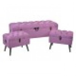 Табуретка DKD Home Decor полиестер Метал Дървен MDF (3 pcs) - Табуретки