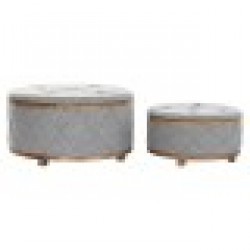 Табуретка DKD Home Decor Естествен Светло сив (80 x 80 x 43 cm) (2 pcs) - Табуретки