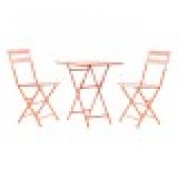 Комплект от маса с 2 стола DKD Home Decor, Корал, Метал, 3 броя - Комплекти маси и столове