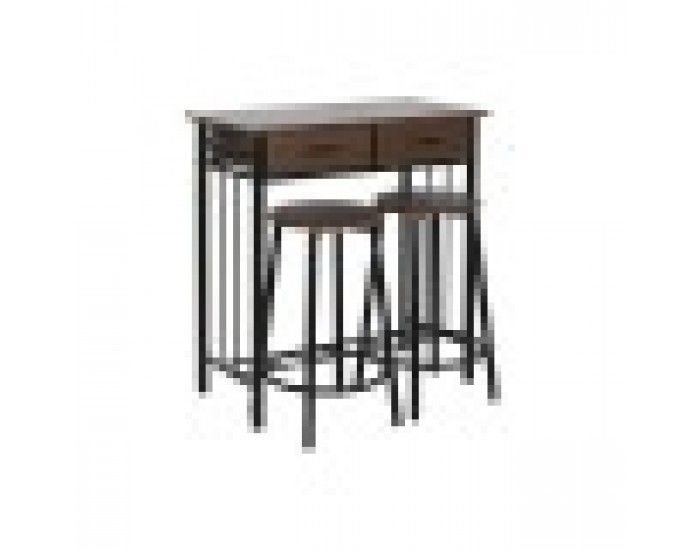 Комплект от маса с 2 стола DKD Home Decor Кафяв Черен Метал Дървен MDF 80 x 50 x 84 cm