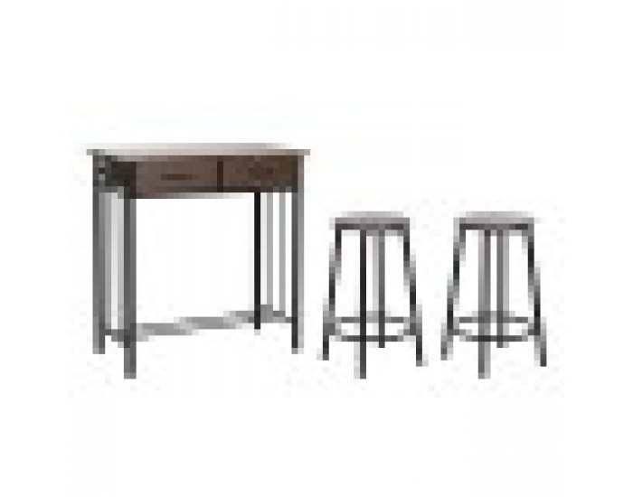 Комплект от маса с 2 стола DKD Home Decor Кафяв Черен Метал Дървен MDF 80 x 50 x 84 cm