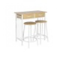 Комплект от маса с 2 стола DKD Home Decor Метал Дървен MDF 80 x 50 x 84 cm - Комплекти маси и столове