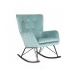 Люлеещ се стол Home ESPRIT Черен Небесно синьо полиестер Метал 68 x 90 x 92 cm - Комплекти маси и столове