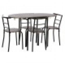 Комплект от маса с 4 стола DKD Home Decor Кафяв Черен Метал Дървен MDF 121 x 55 x 78 cm - Комплекти маси и столове