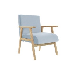 Фотьойл DKD Home Decor, полиестер, Небесно синьо, Дървен, MDF, 61 x 63 x 77 cm - Комплекти маси и столове