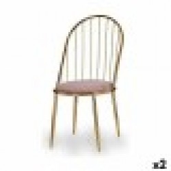 Стол Линии Розов Златен Желязо 48 x 95,5 x 48 cm (2 броя) - Комплекти маси и столове