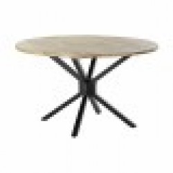 Трапезна маса DKD Home Decor 127 x 127 x 75 cm Естествен Черен Метал Алуминий Дърво манго - Комплекти маси и столове