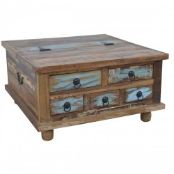 Маса за кафе DKD Home Decor 70 x 70 x 38 cm Метал Алуминий Дърво манго - Комплекти маси и столове