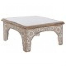 Маса за кафе DKD Home Decor 81 x 81 x 45 cm Кристал Алуминий Дърво манго - Комплекти маси и столове